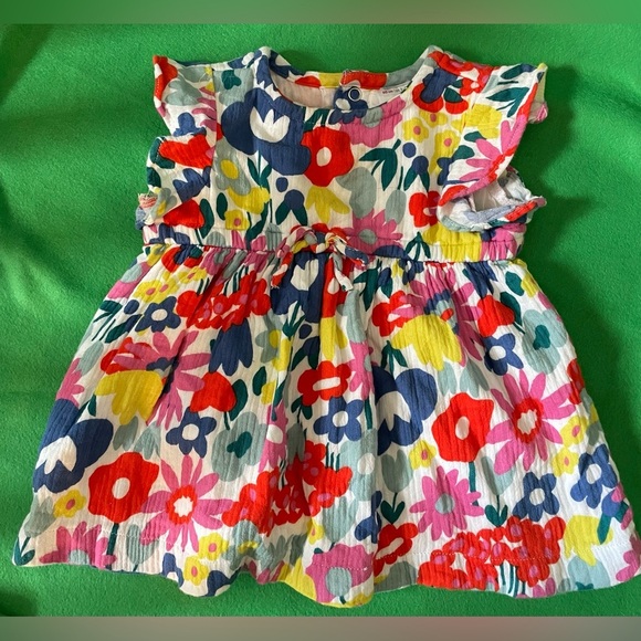 Hanna Andersson Flutter Sleeve Muslin Flower Frenzy Dress 3-6 months - Picture 1 of 8